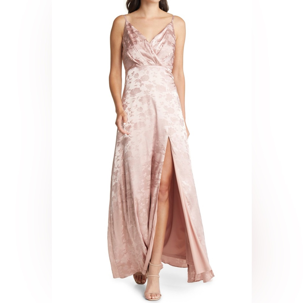 LuLu’s Radiant Refinement Jacquard Satin Gown